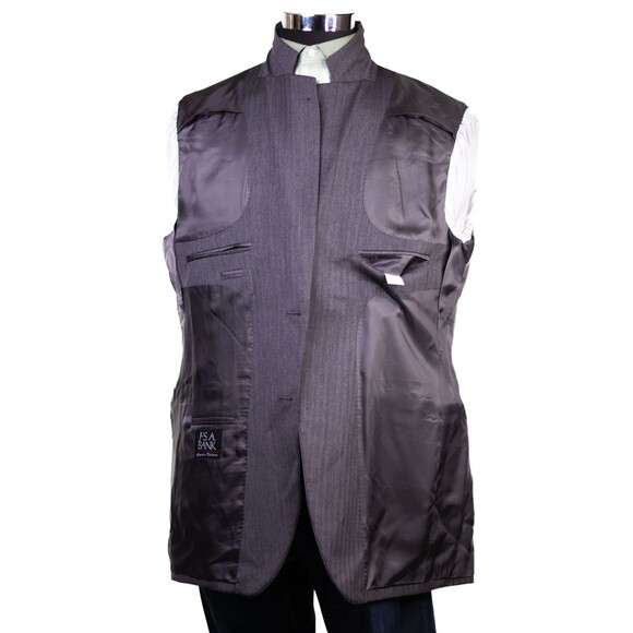 JOS A BANK mens Blazer DARK GRAY HERRINGBONE PLEAT FRONT 2 button WOOL 44L - Picture 9 of 11